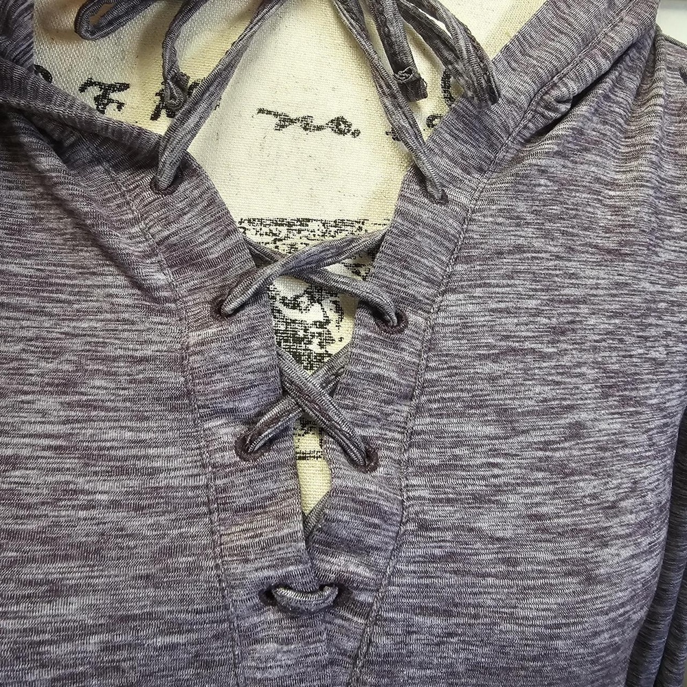 RBX Purple Pullover Lace Up Long Sleeve Hoodie Womens Size‎ 1X - Picture 2 of 6